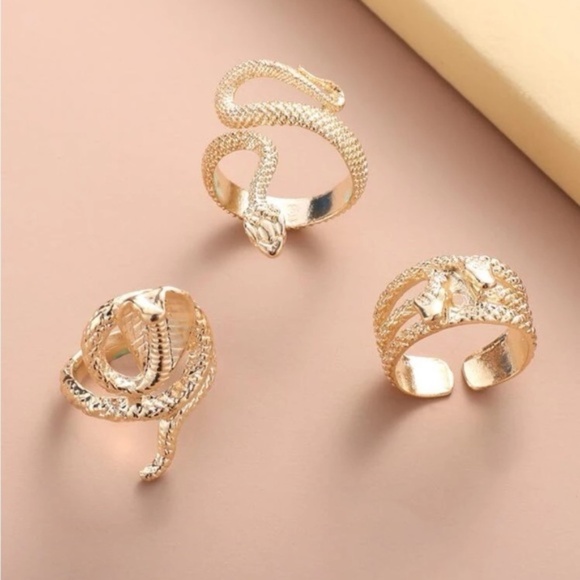 Jewelry - Gold Snake 3pc Ring Set